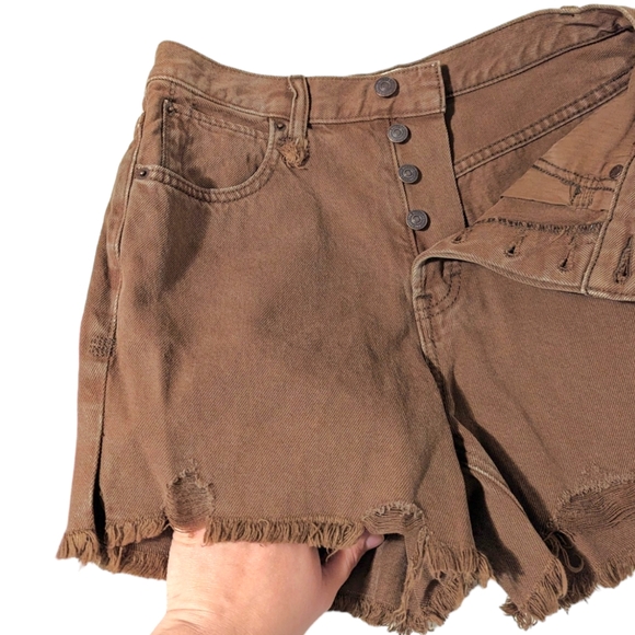 We The Free Makai Distressed Cutoff Shorts Womens Size 26 Brown Washed Chocolate - Picture 8 of 16
